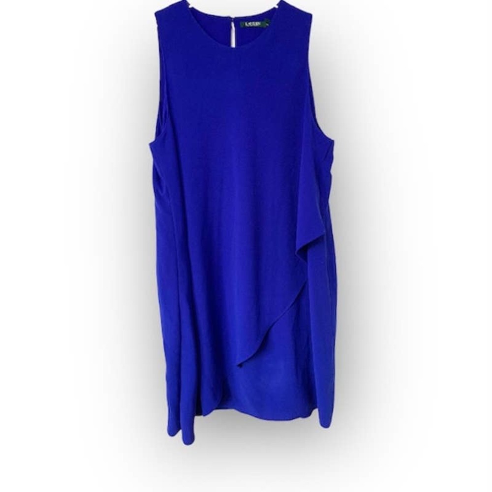 Lauren Ralph Lauren Size 18 Royal Blue Draped Cocktail Dress